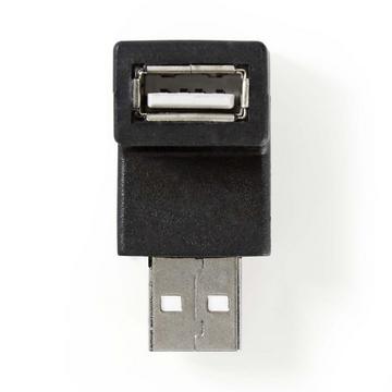 Adaptateur USB-A | USB 2.0 | USB-A mâle | USB-A femelle | 480 Mbps | Rond | Nickelé | PVC | Noir | Boîte
