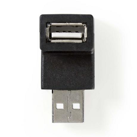 Nedis  Adattatore USB-A | USB 2.0 | USB-A maschio | USB-A femmina | 480 Mbps | Rotondo | Nichelato | PVC | Nero | Scatola 