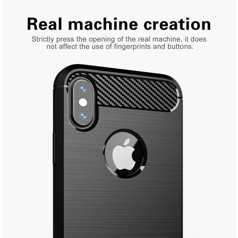 Cadorabo  Hülle für Apple iPhone XS MAX TPU Silikon Edelstahl-Karbonfaser Optik 