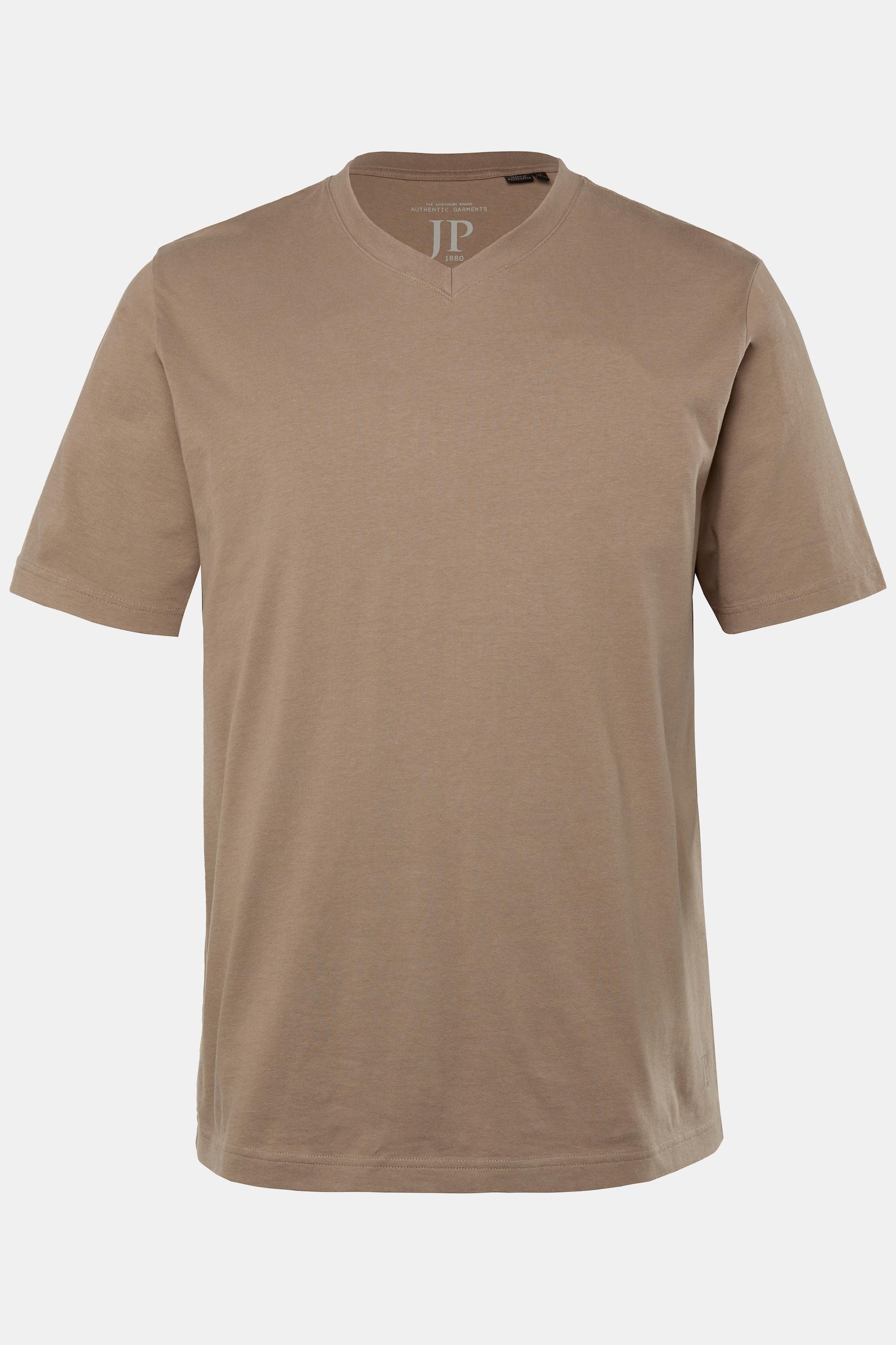 JP1880  T-shirt basic con scollo a V marrone grigio 