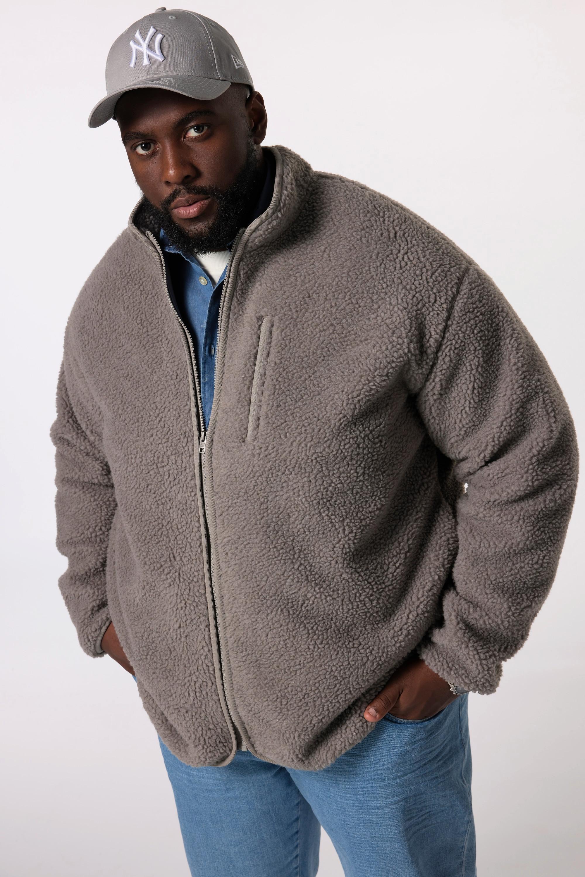 Sthuge Giacca Teddy Foderata in Pile Collo Alto  