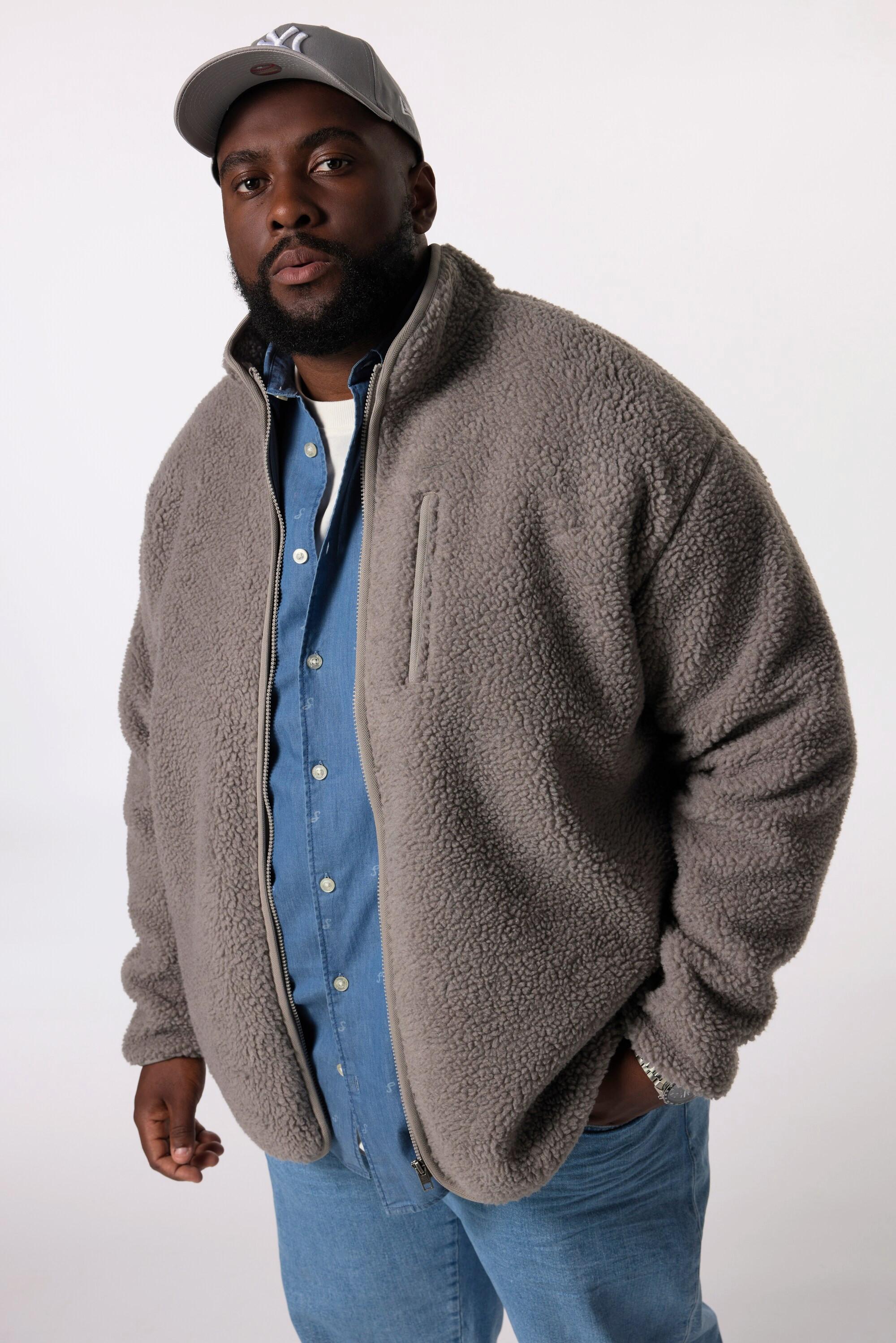 Sthuge Giacca Teddy Foderata in Pile Collo Alto  