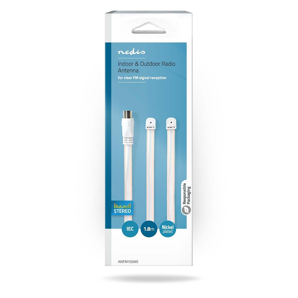 Nedis  Câble coaxial | IEC (Coax) mâle | IEC (Coax) mâle | nickelé | 50 Ohm | non protégé | 1.90 m | plat | PVC | blanc | enveloppe 