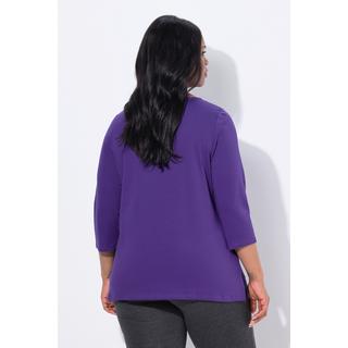 Ulla Popken T-shirt A-ligne Col Bateau Manches 3/4 Coton Pima  