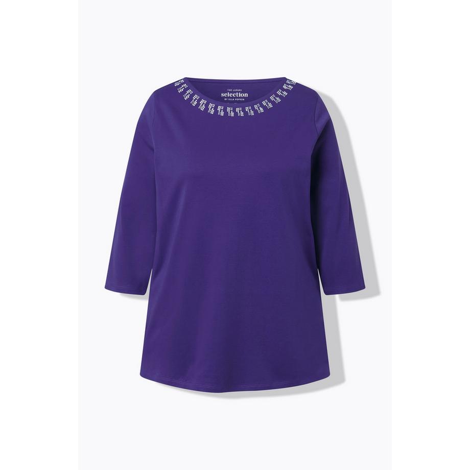 Ulla Popken A-Linie U-Boot-Ausschnitt 3/4 Arm Pima Cotton T-Shirt  