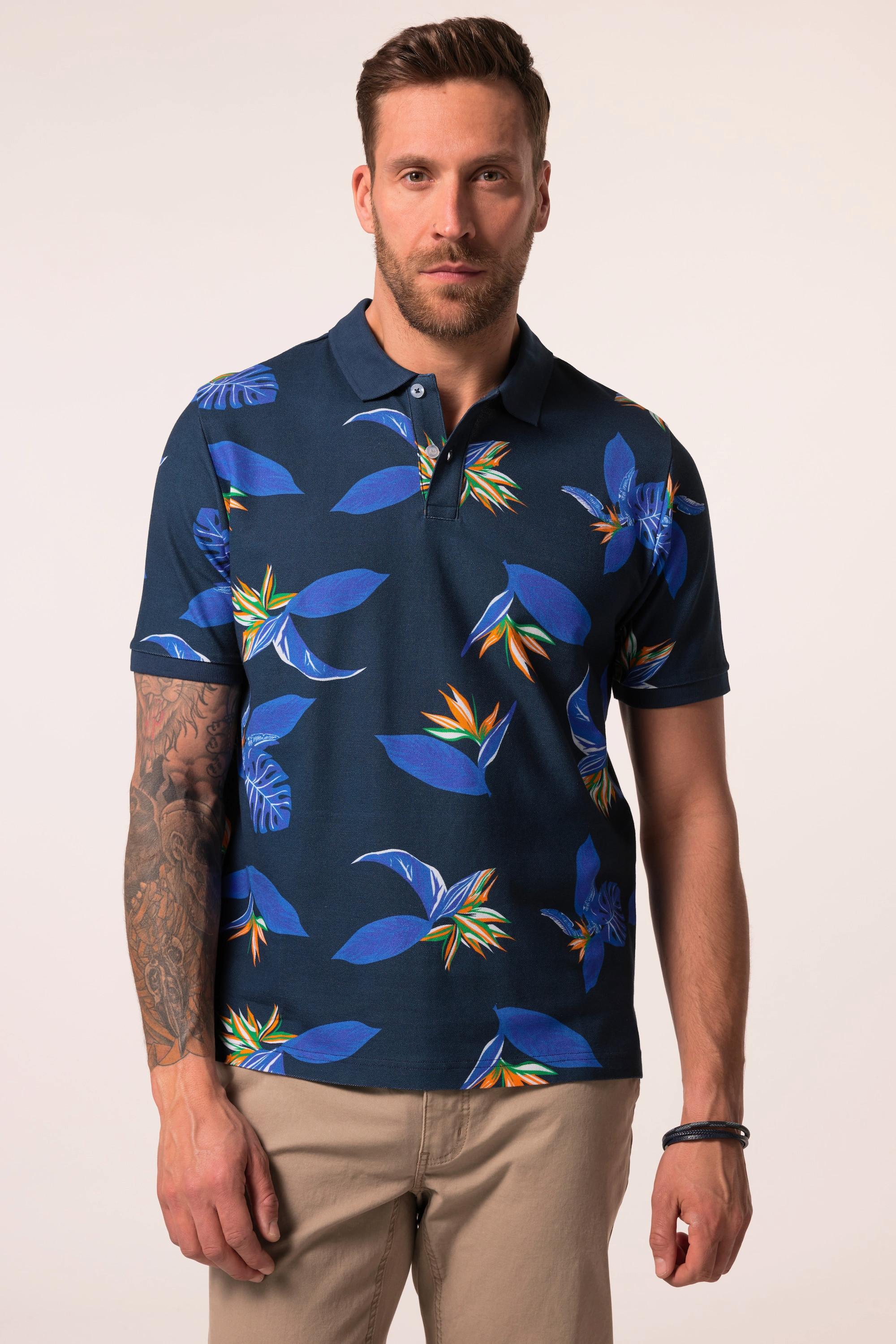 JP1880 Piqué Halbarm Floral Alloverprint Poloshirt  