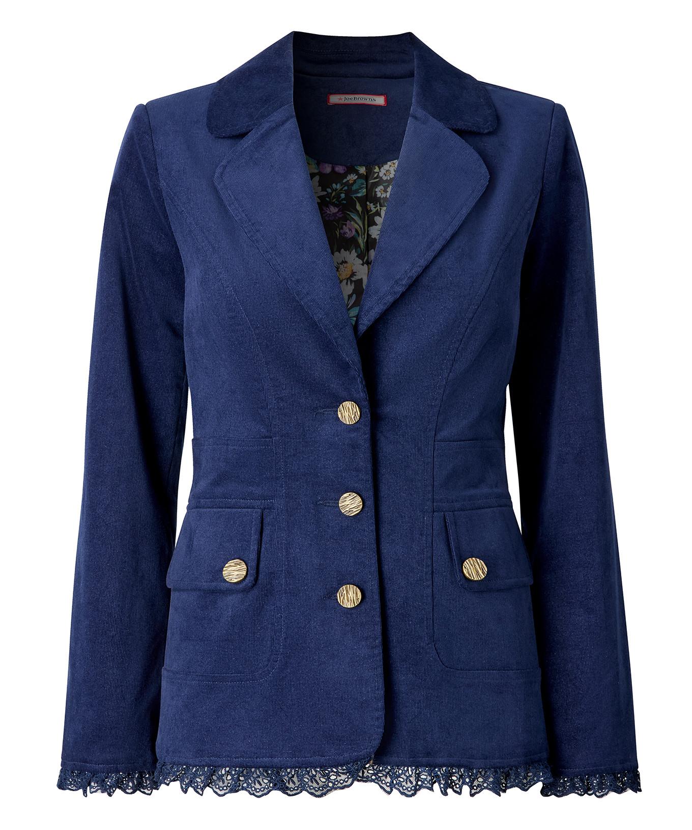 Joe Browns Figurbetonte Cordjacke mit Spitzenbesatz  