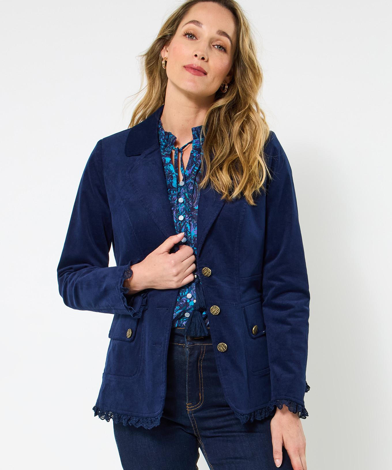 Joe Browns Figurbetonte Cordjacke mit Spitzenbesatz  