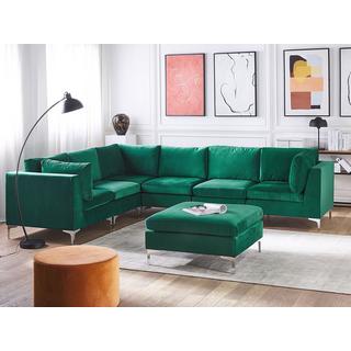 Beliani Ecksofa mit Ottomane aus Samtstoff Modern EVJA  