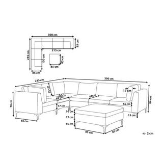 Beliani Ecksofa mit Ottomane aus Samtstoff Modern EVJA  