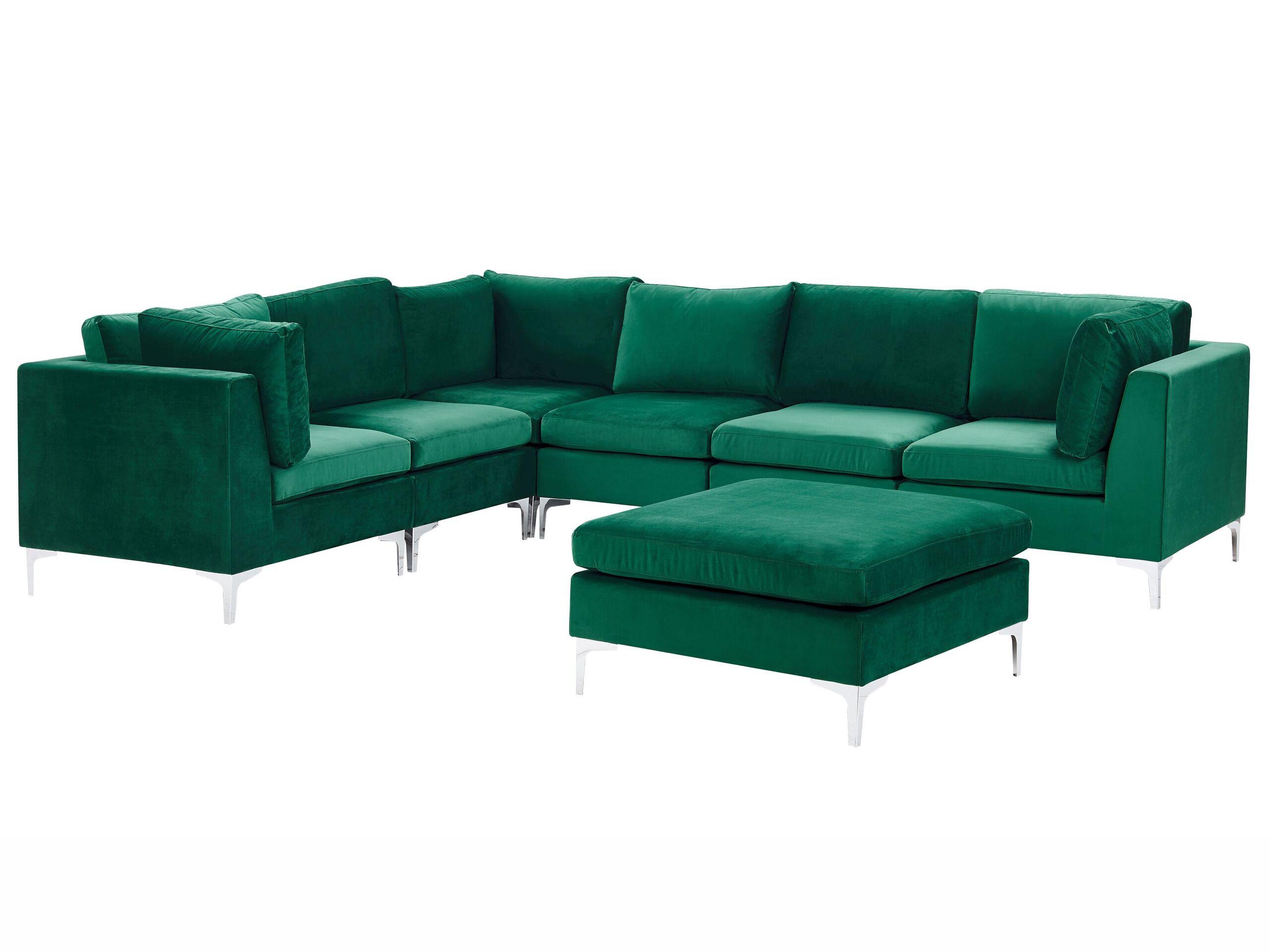 Beliani Ecksofa mit Ottomane aus Samtstoff Modern EVJA  