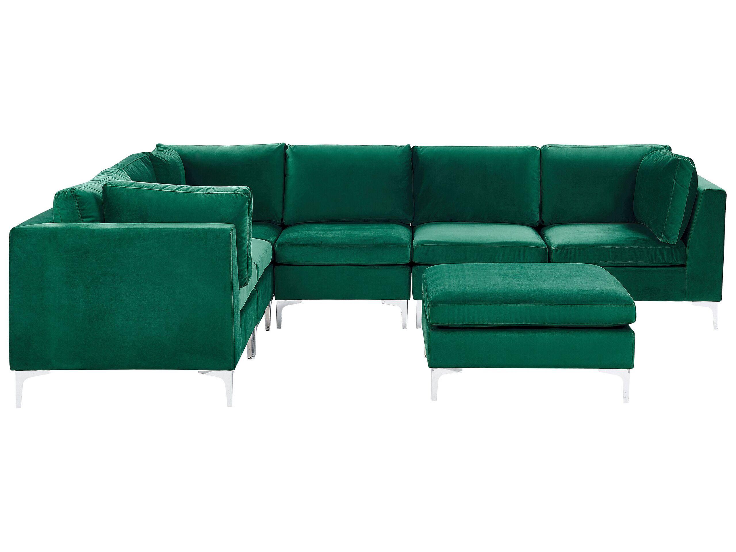 Beliani Ecksofa mit Ottomane aus Samtstoff Modern EVJA  