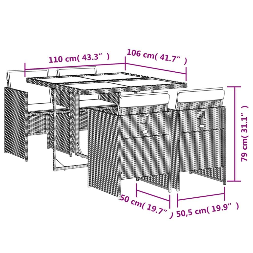 VidaXL Ensemble de salle à manger de jardin rotin synthétique  