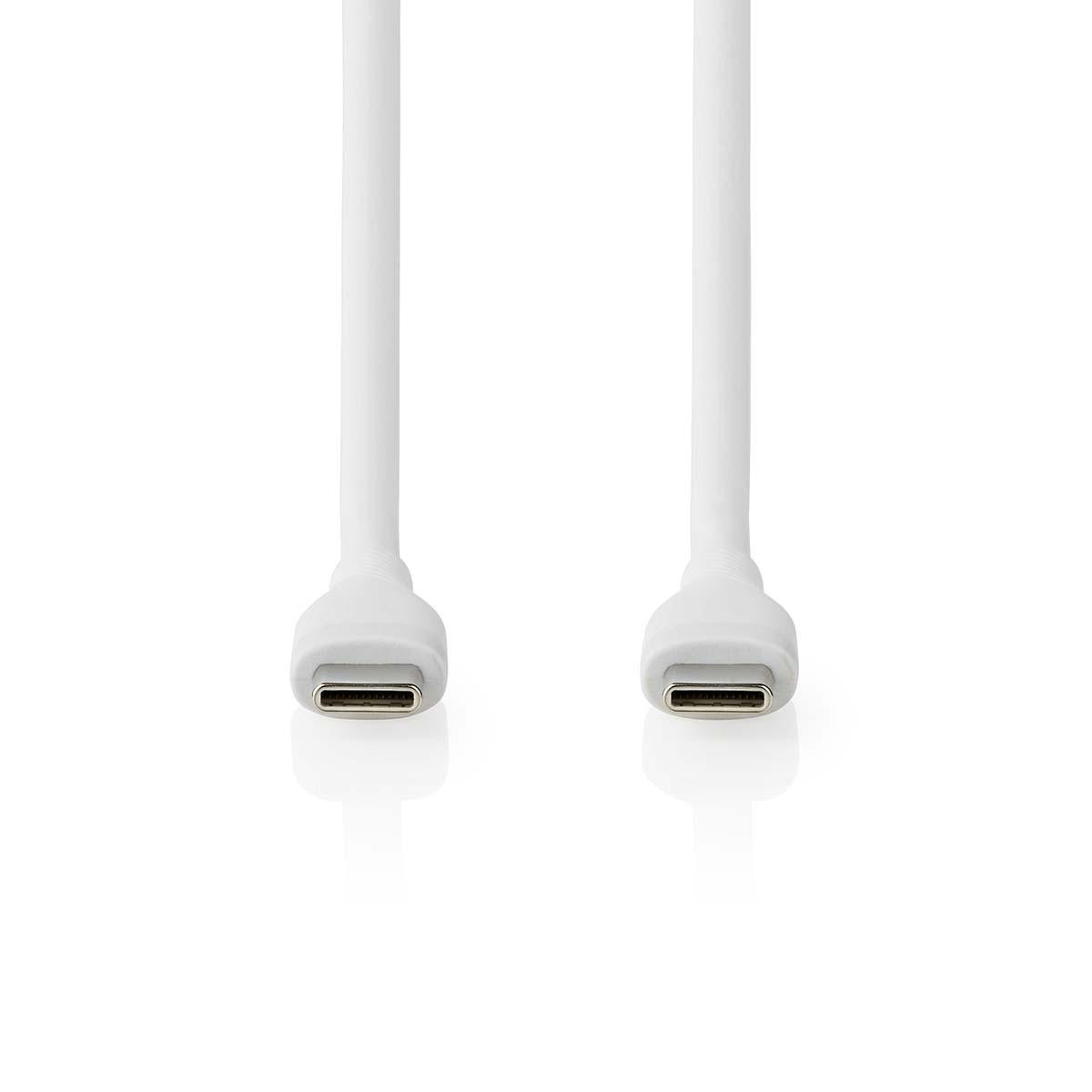 Nedis  Câble USB | USB 2.0 | USB-C™ mâle | USB-C™ mâle | 60 W | 480 Mbps | Nickelé | 1,50 m | Rond | Silicone | Blanc | Boîte 