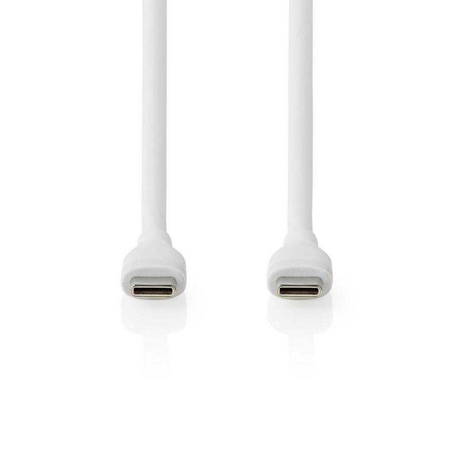 Nedis  Câble USB | USB 2.0 | USB-C™ mâle | USB-C™ mâle | 60 W | 480 Mbps | Nickelé | 1,50 m | Rond | Silicone | Blanc | Boîte 