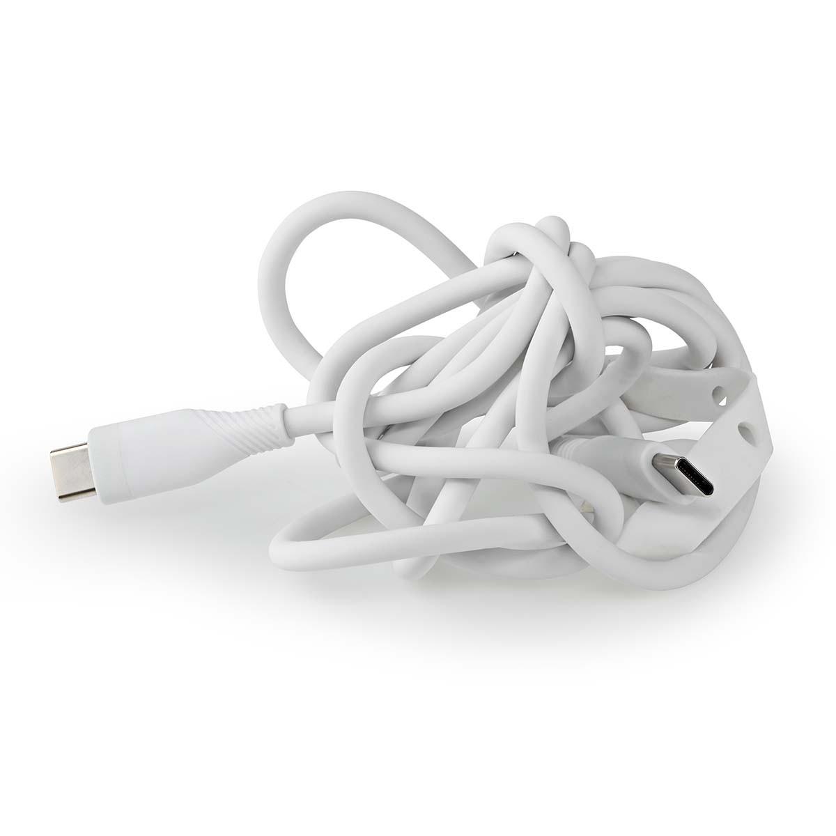 Nedis  Câble USB | USB 2.0 | USB-C™ mâle | USB-C™ mâle | 60 W | 480 Mbps | Nickelé | 1,50 m | Rond | Silicone | Blanc | Boîte 