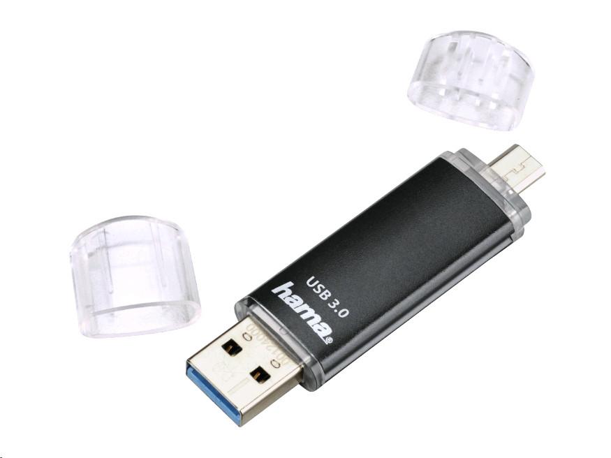 hama  USB-Stick Laeta Twin - 256 GB, USB 3.0, 40MB/s, Schwarz 