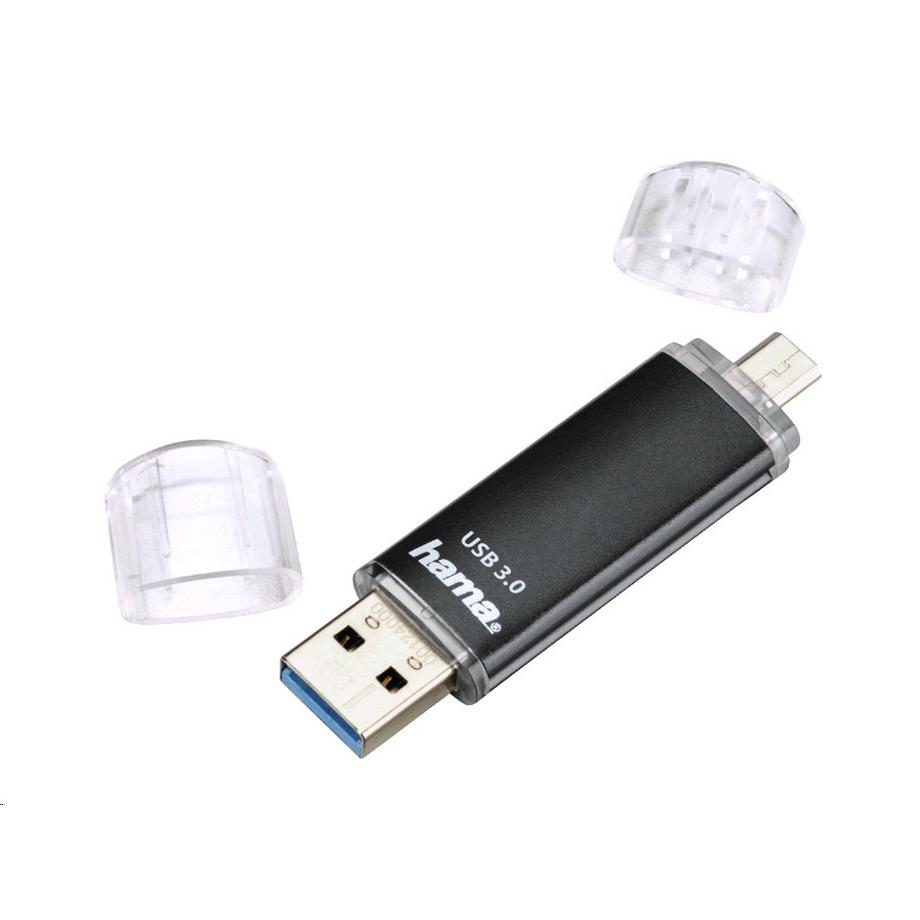 hama  USB-Stick Laeta Twin - 256 GB, USB 3.0, 40MB/s, Schwarz 