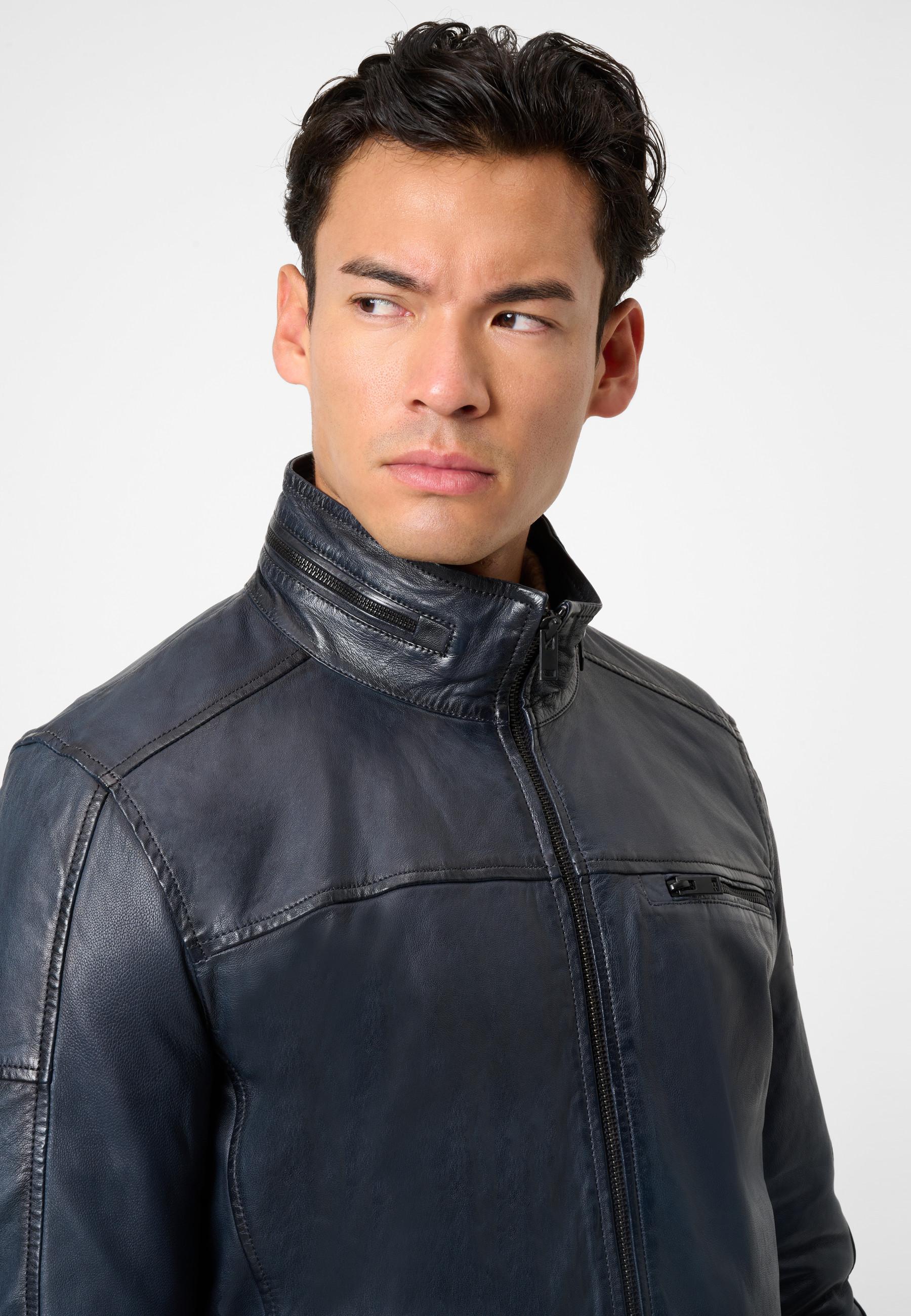 RICANO  Veste en cuir pour homme Ricma avec col montant dans le style Blouson 