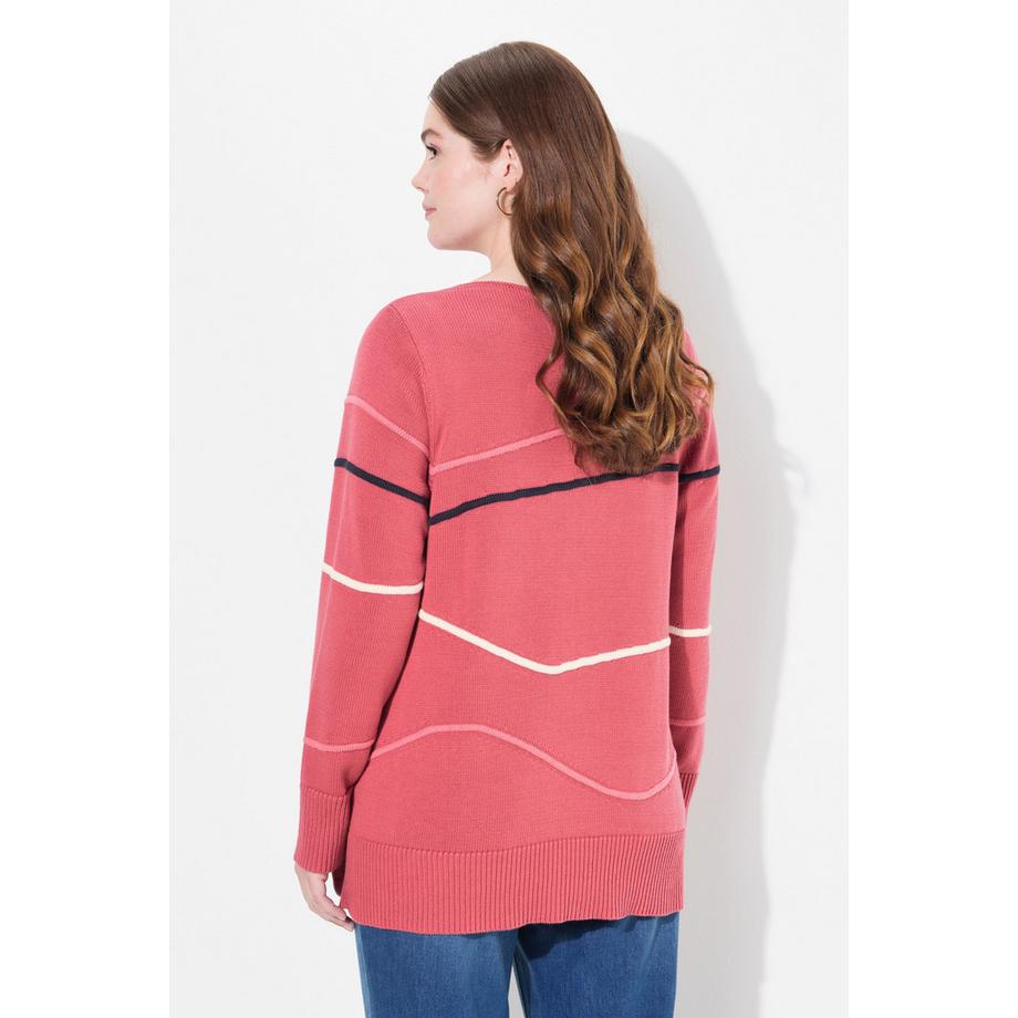 Ulla Popken Pull Col Bateau Manches Longues Coton Bio  