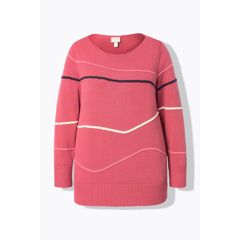 Ulla Popken Pull Col Bateau Manches Longues Coton Bio  