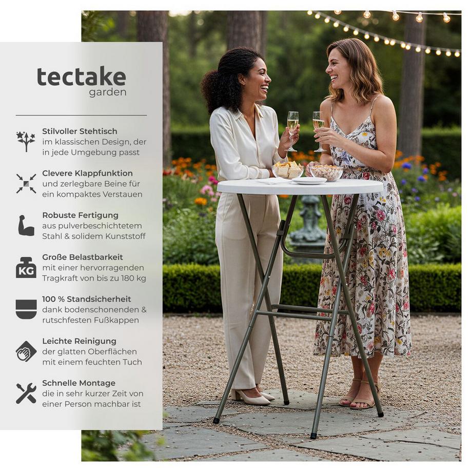 Tectake Stehtisch Pascal rund klappbar, 80 x 110 cm  