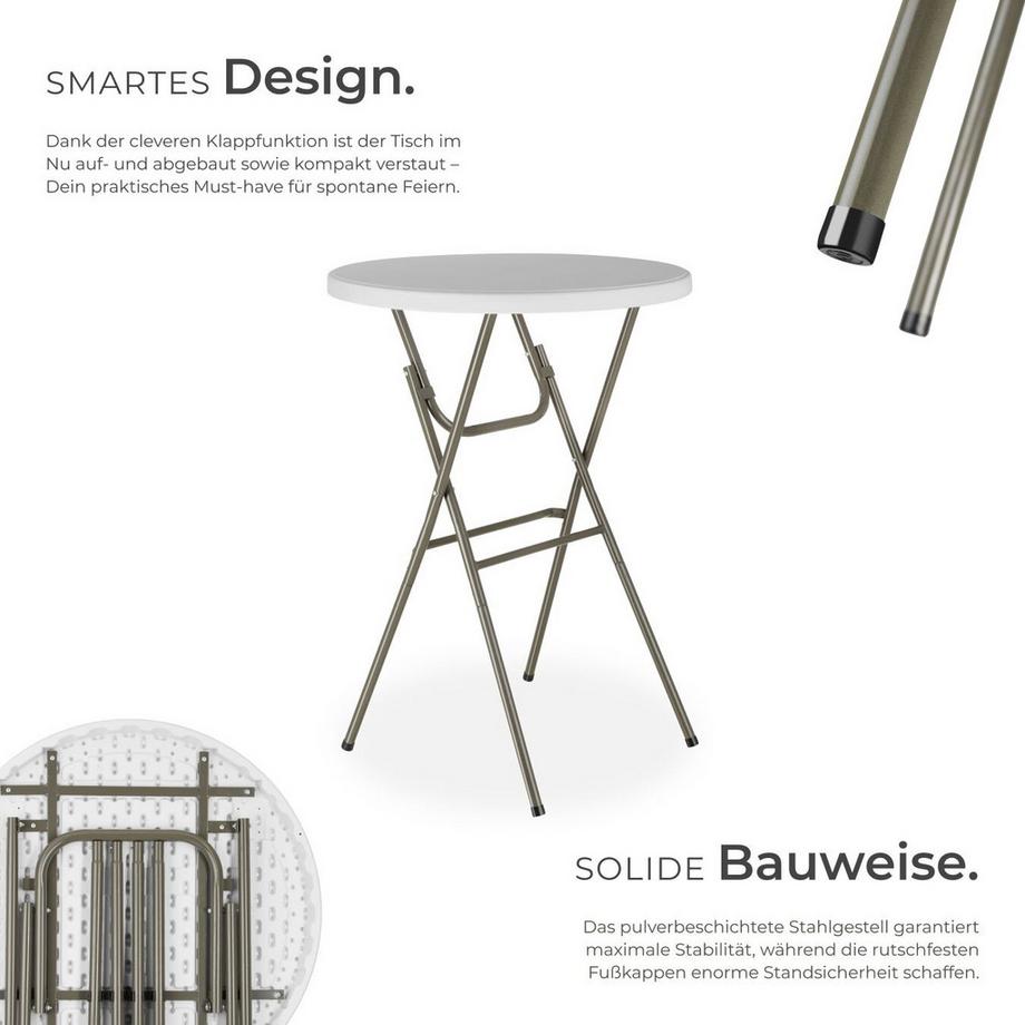 Tectake Stehtisch Pascal rund klappbar, 80 x 110 cm  