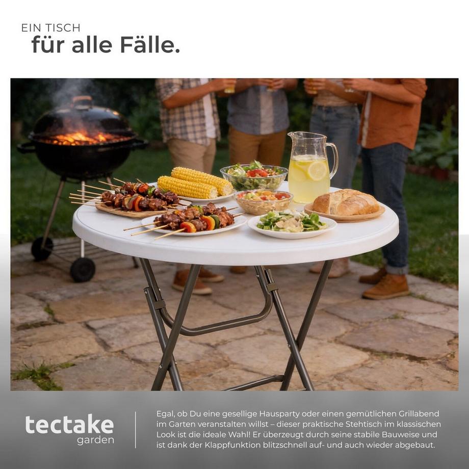 Tectake Stehtisch Pascal rund klappbar, 80 x 110 cm  