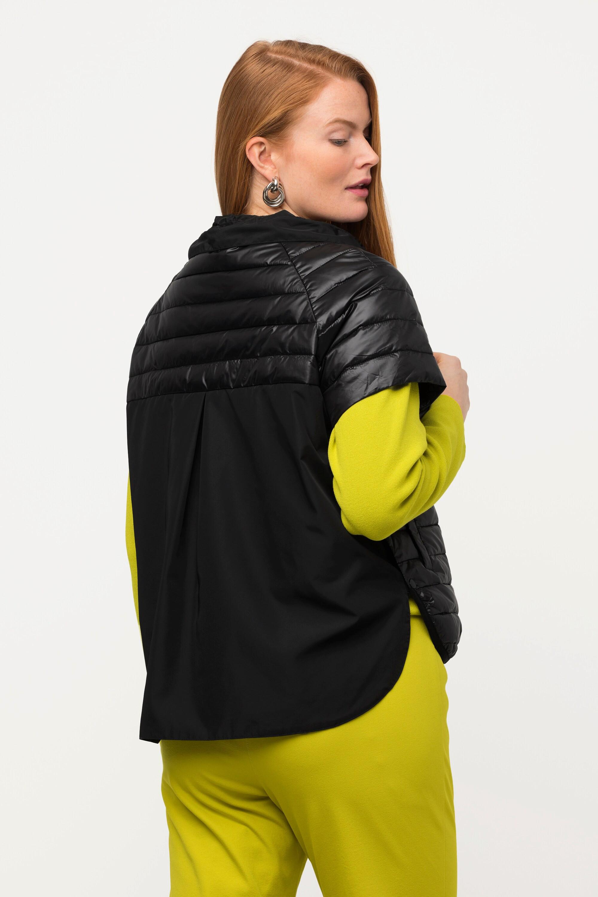 Ulla Popken Gilet trapuntato Collo alto Bottoni automatici laterali Maniche ad aletta  