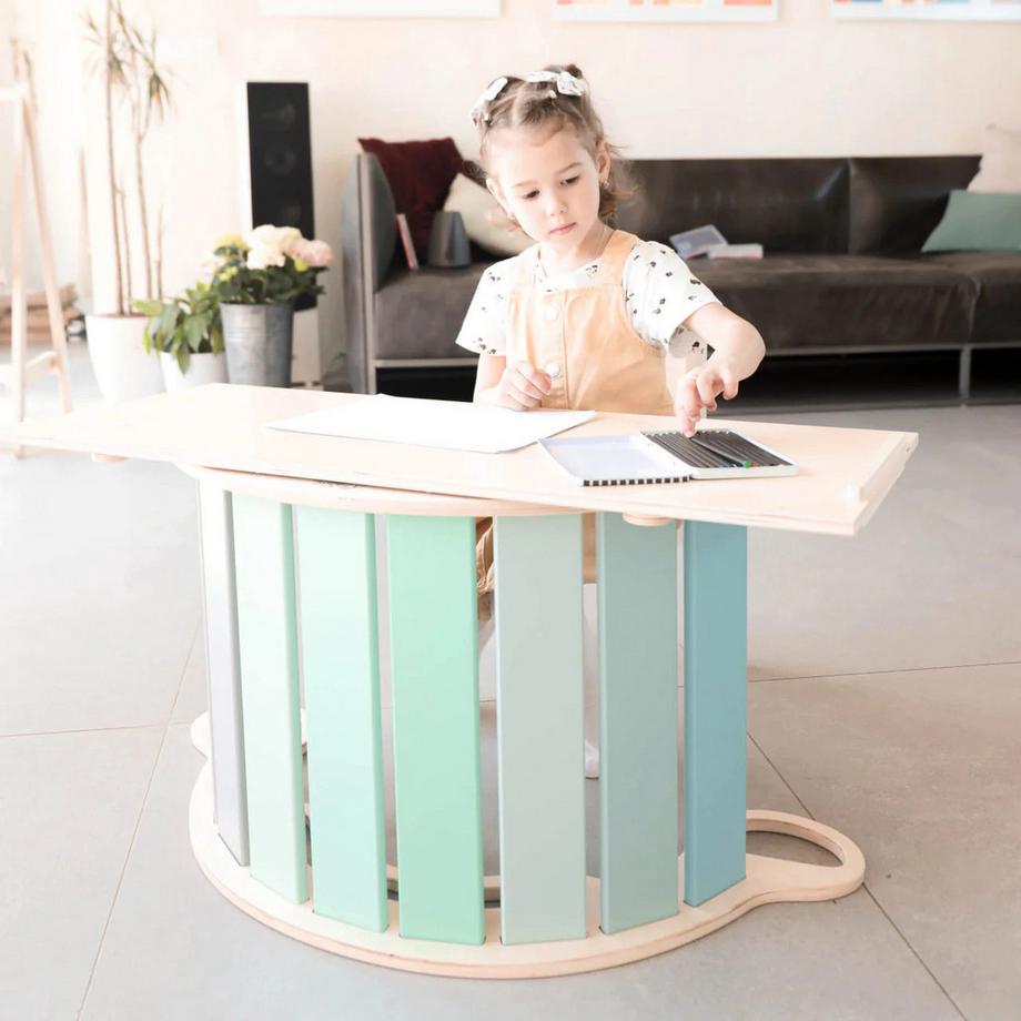 Montessori  Ensemble bascule, planche double face et chaise couleur menthe - parfait pour les enfants 