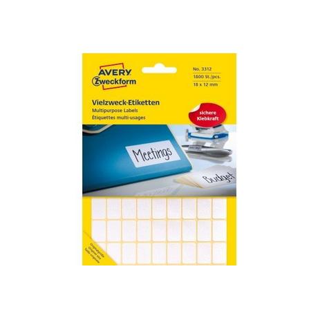 Avery-Zweckform AVERY ZWECKFORM Universaletiketten 18x12mm 3312 weiss 1800 Stk./25 Bl.  