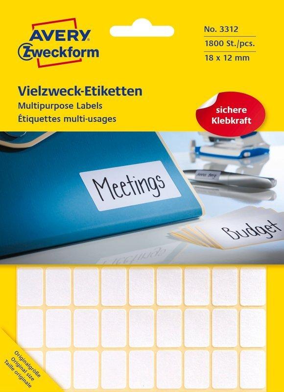 Avery-Zweckform AVERY ZWECKFORM Universaletiketten 18x12mm, 1800 Stk.  