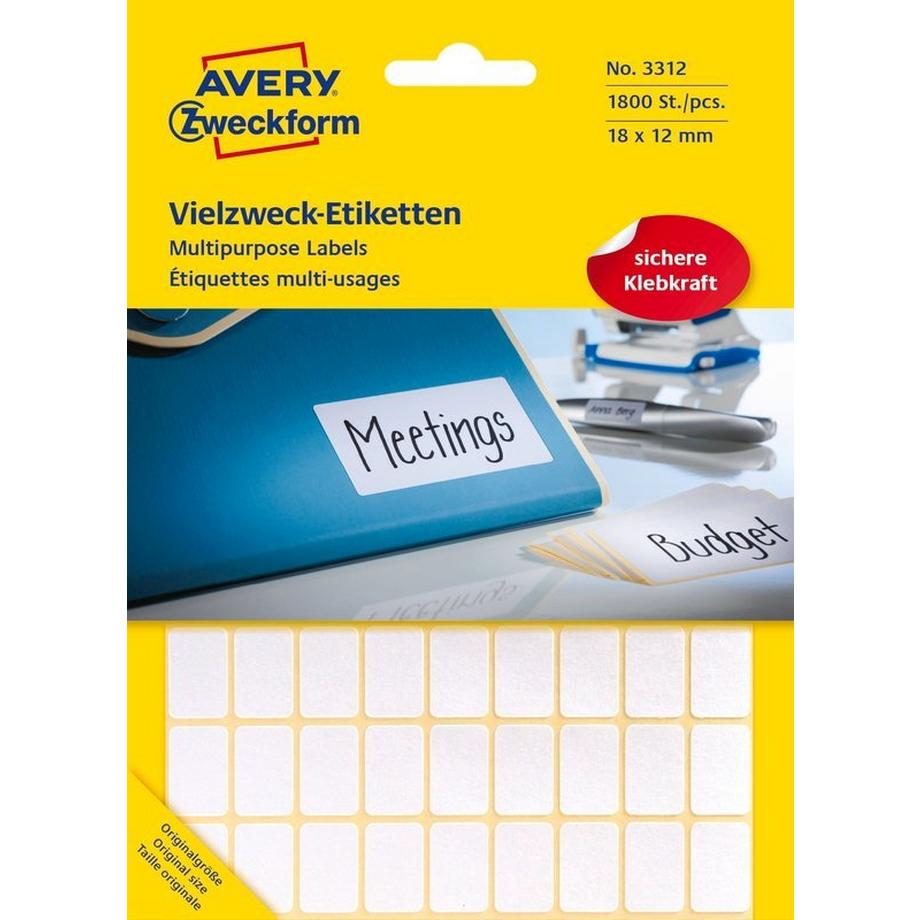 Avery Zweckform AVERY ZWECKFORM Universaletiketten 18x12mm, 1800 Stk.  