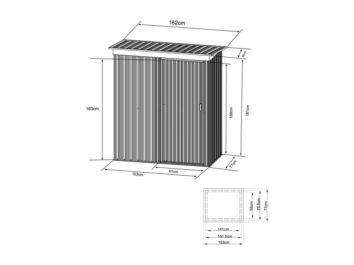 Vente-unique Abri de jardin métal en acier galvanisé gris 1,39 m² BIRON  