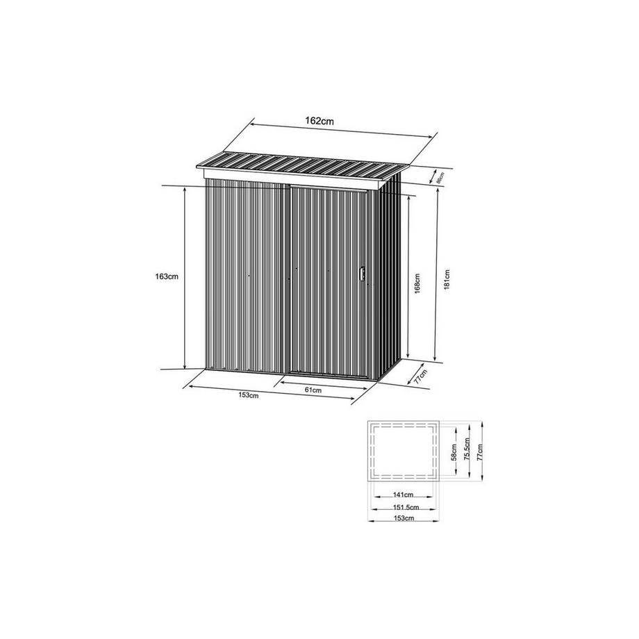 Vente-unique Gerätehaus Gartenhaus - Stahl - 1,1m² - BIRON  