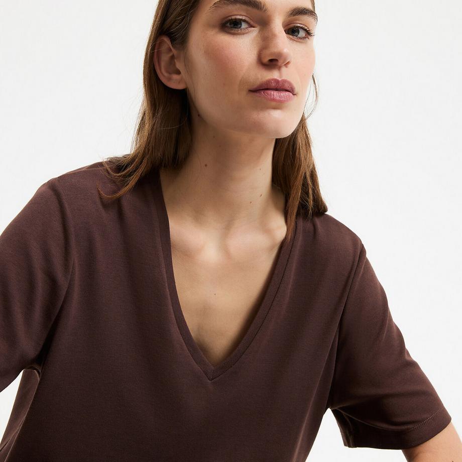 La Redoute Collections V-Ausschnitt Kurzarm T-Shirt  