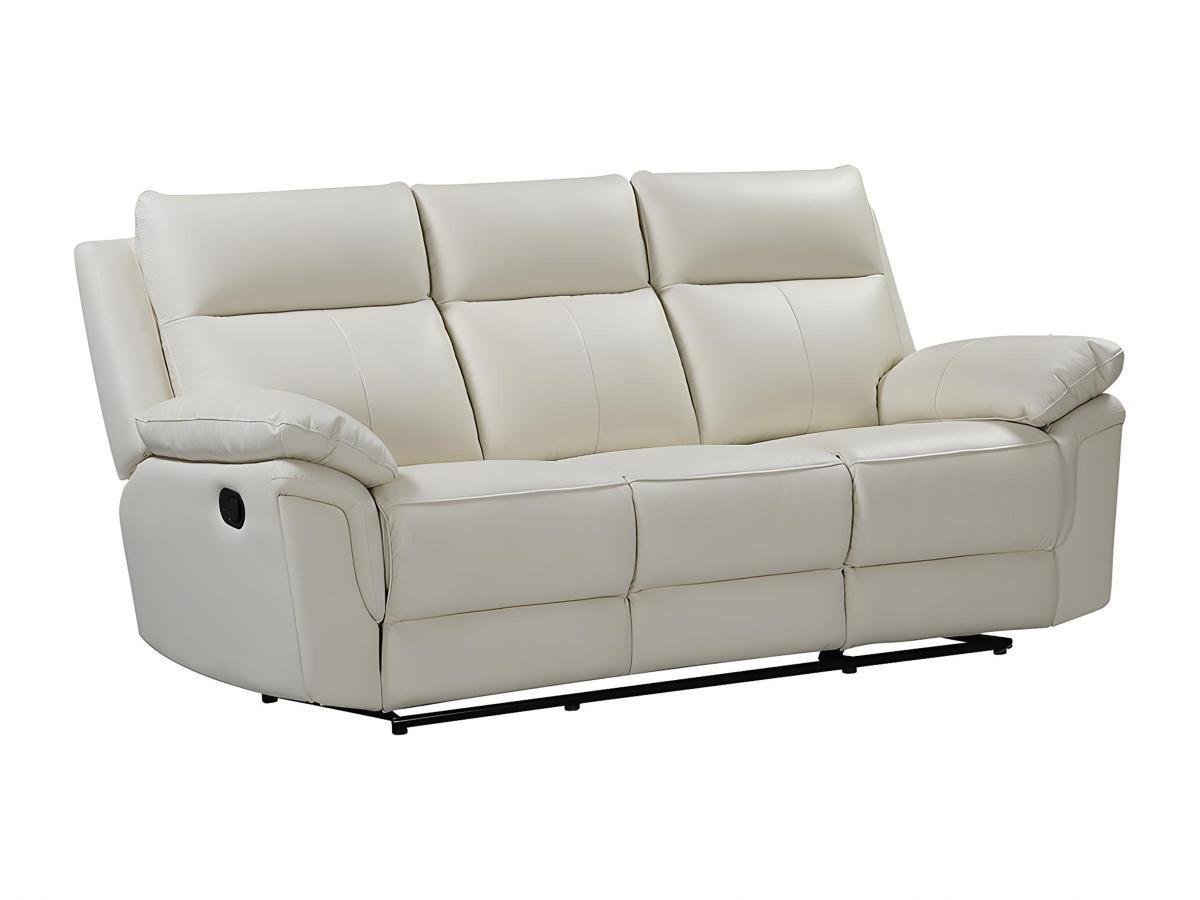 Vente-unique Relaxsofa 3Sitzer Büffelleder Elfenbein PAKITA  