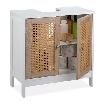 Mobile lavabo con ante in rattan