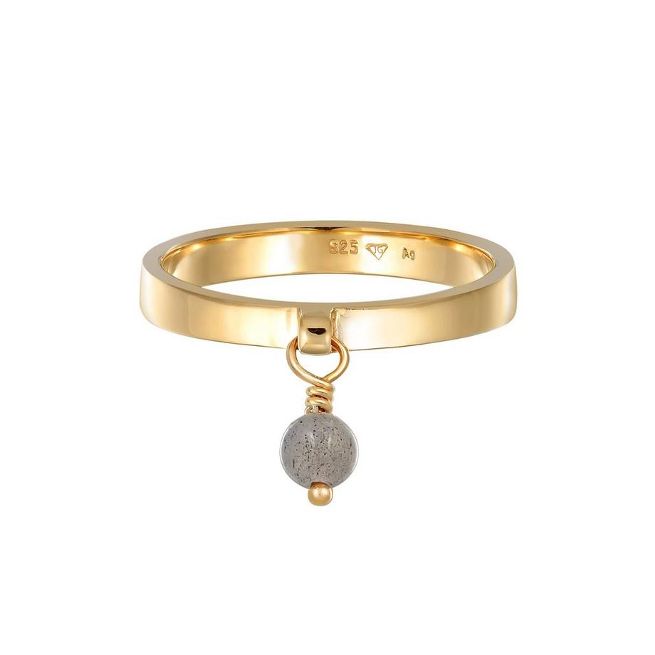 Elli  Ring Bandring Stapelring Labradorit 925 Silber Vergoldet 
