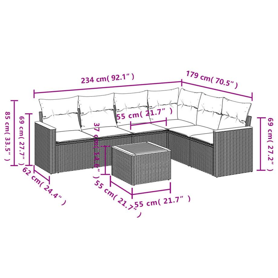 VidaXL Ensemble de canapés de jardin rotin synthétique  