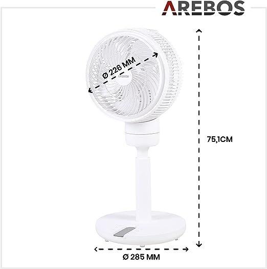 Arebos AREBOS 3D Ventilatore da pavimento Circolatore d'aria Stand Fan Wind Machine 55W  