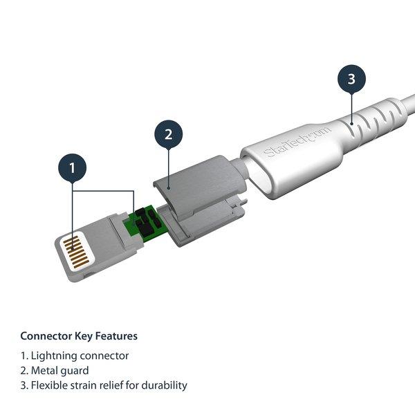 STARTECH.COM  Cavo da USB-A a Lightening da 2m di colore bianco - Robusto e resistente cavo di alimentazione/sincornizzazione in fibra aramidica da USB tipo A a Lightening - Con certificazione Apple MFi per iPad/iPhone 12 