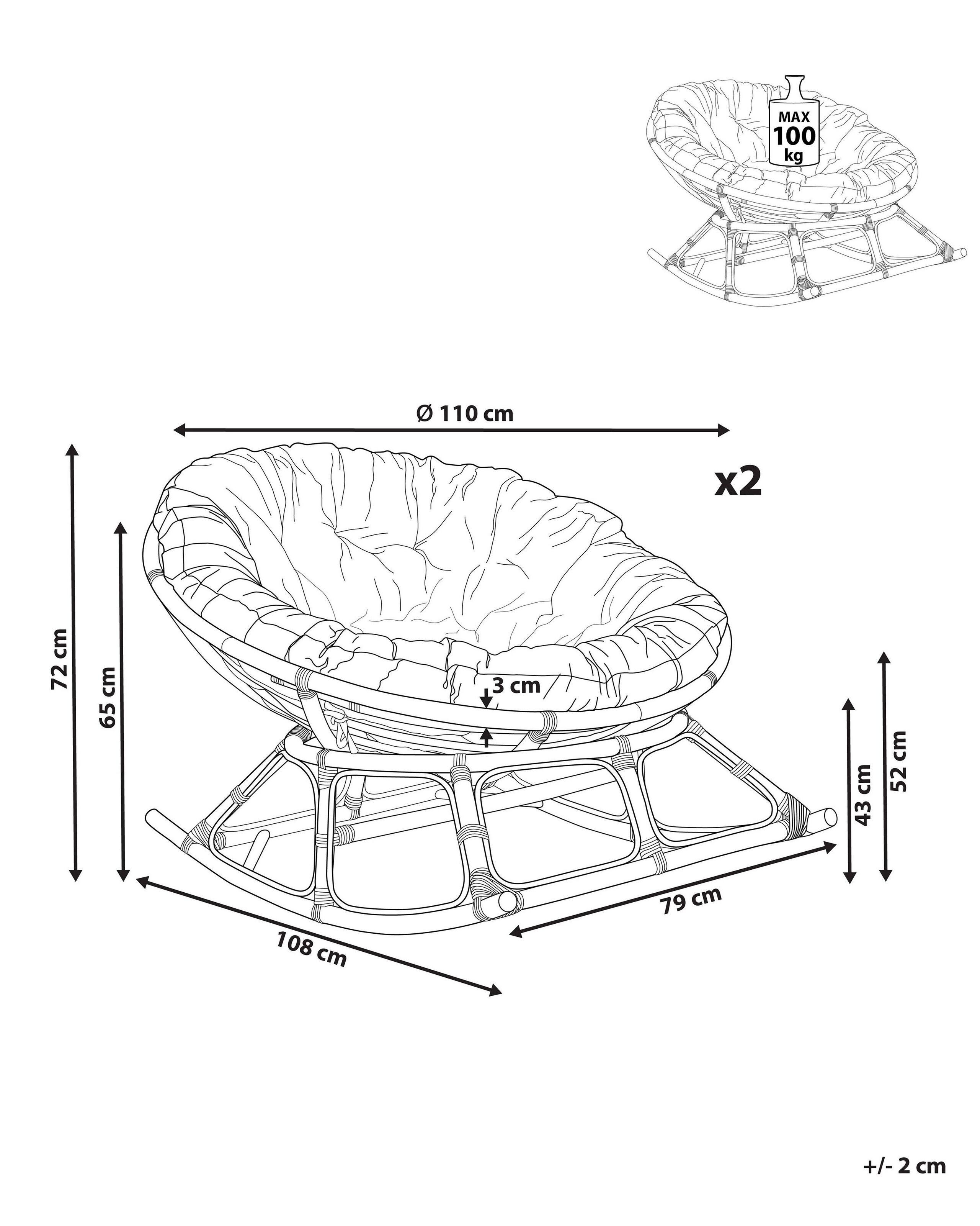 Beliani Schaukelsessel aus Rattan Boho ORVIETO  