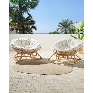 Beliani Lot de 2 fauteuils à bascule en Rotin Boho ORVIETO  
