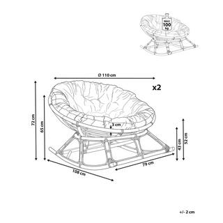 Beliani Lot de 2 fauteuils à bascule en Rotin Boho ORVIETO  