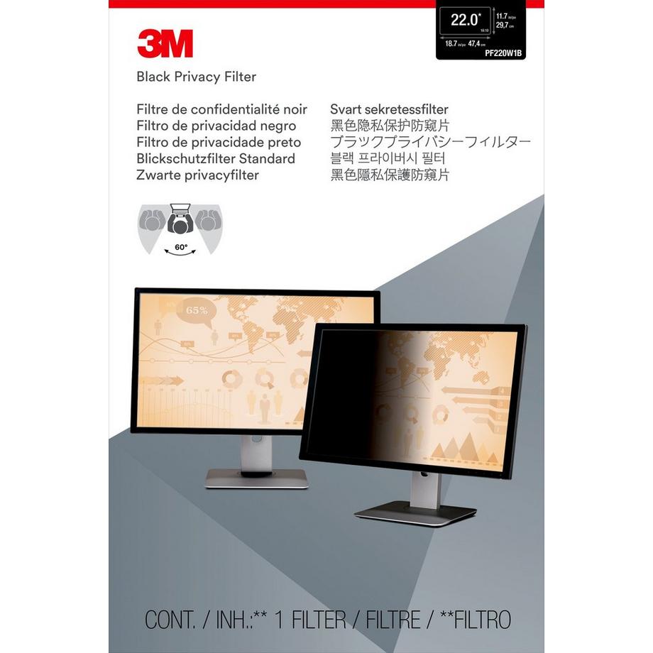 3M  3M Desktop Privacy Filter PF220W1B Format 16:10 474.3x296.6mm 