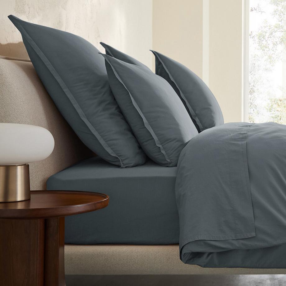 Taie d'oreiller en percale de coton lavé