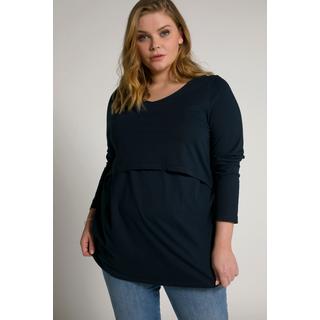 Ulla Popken  Maglia Bellieva con drappeggi elastici, maniche a 3/4 e tessuto GOTS 