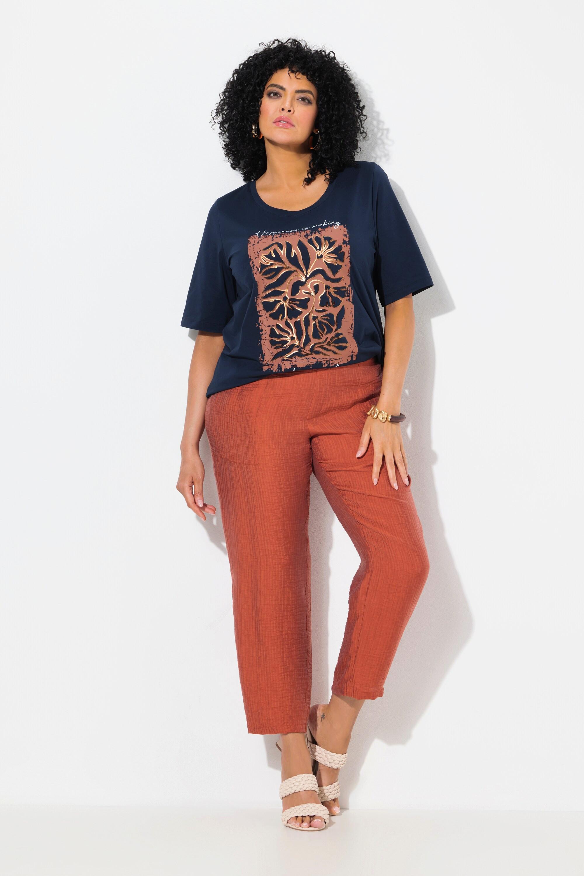 Ulla Popken Hose Rena Struktur Lyocell Komfortbund  