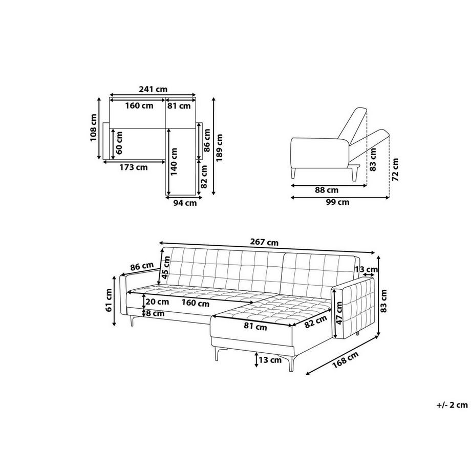 Beliani Canapé d'angle en Tissu Rétro ABERDEEN  